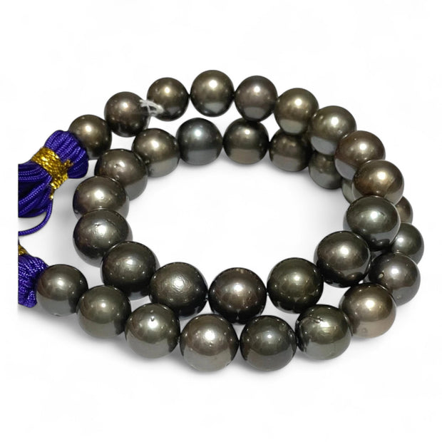 Round 11–13mm34 pcs Tahitian Peacock Gray Green Pearl 16" Strand