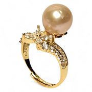 Cocktail 10-10.5mm Peach Pink Edison Round Pearl Ring Size 6.5