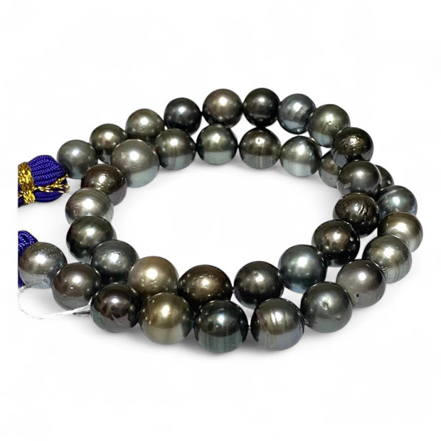 Round 10 - 12mm 38 pcs Multicolors Tahitian South Sea Pearl 16" Strand