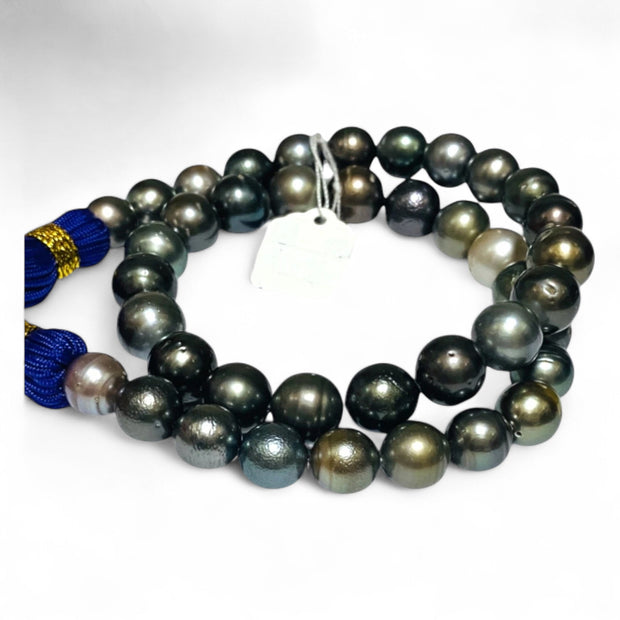 Round 9 - 11mm 40 pcs Multicolors Tahitian South Sea Pearl 16" Strand