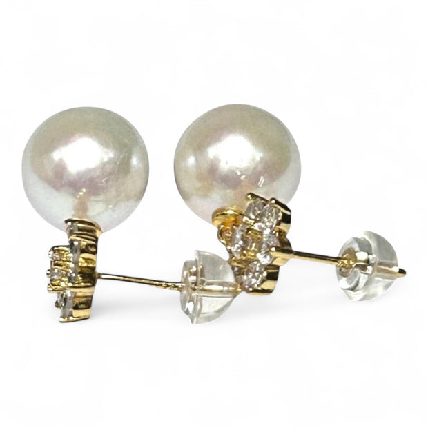5A Quality 10.5mm Natural White Round Edison Pearl Dangle Earrings