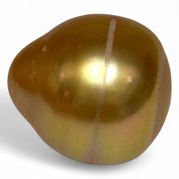 Large 14.9 x 16.1mm 24.4 Carat Deep Golden South Sea Pearl Loose