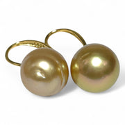 11.3 x 11.7mm Deep Gold Philippines South Sea Cultured Pearl Dangle