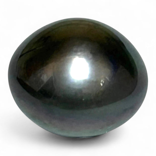 Massive Oval 21 Ct 13.3 x 15.4 mm Peacock Gray Tahitian Sea Pearl