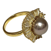 Cocktail 10-10.5mm Edison Purple Brown Round Pearl Ring - Size 8