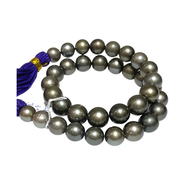 Huge Round 11-13mm 35 pcs Tahitian Peacock Gray Green Pearl 16" Strand