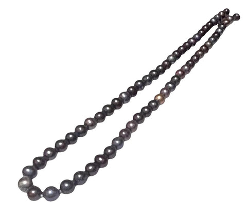Gorgeous 6.5 - 7mm Purple Black Blue Round Pearl 16" Strand-Necklace