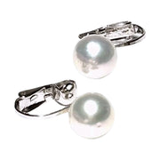 5A Luster 9.2mm Natural White Edison Round Pearl Clip-On Earrings