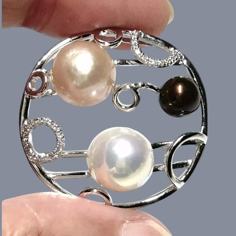 Gorgeous Triple Edison Multi Round 6 - 10 mm Cultured Pearls Pendant