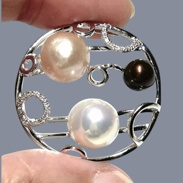 Gorgeous Triple Edison Multi Round 6 - 10 mm Cultured Pearls Pendant