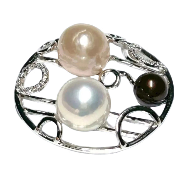 Gorgeous Triple Edison Multi Round 6 - 10 mm Cultured Pearls Pendant