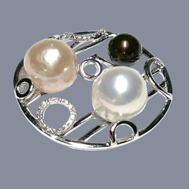 Gorgeous Triple Edison Multi Round 6 - 10 mm Cultured Pearls Pendant