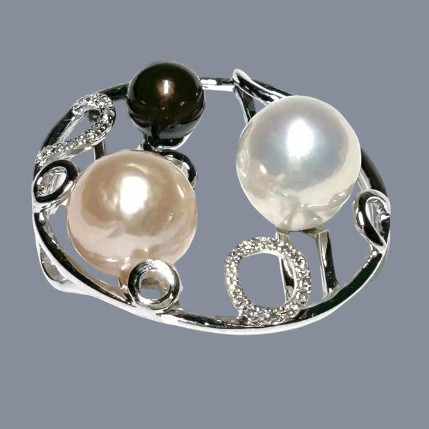 Gorgeous Triple Edison Multi Round 6 - 10 mm Cultured Pearls Pendant