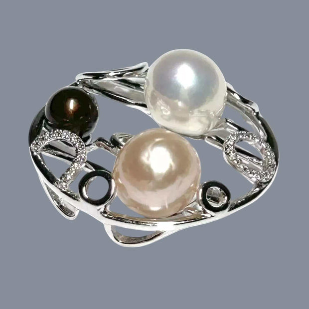 Gorgeous Triple Edison Multi Round 6 - 10 mm Cultured Pearls Pendant