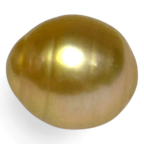 Silky Oval 13.3 x 15.1mm 19.5 Carats Deep Gold South Sea Pearl Loose