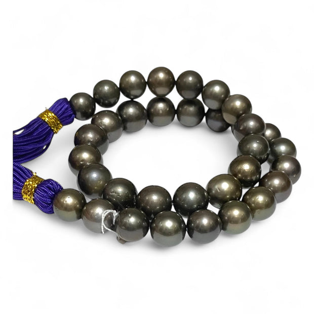 Round 11–13mm34 pcs Tahitian Peacock Gray Green Pearl 16" Strand
