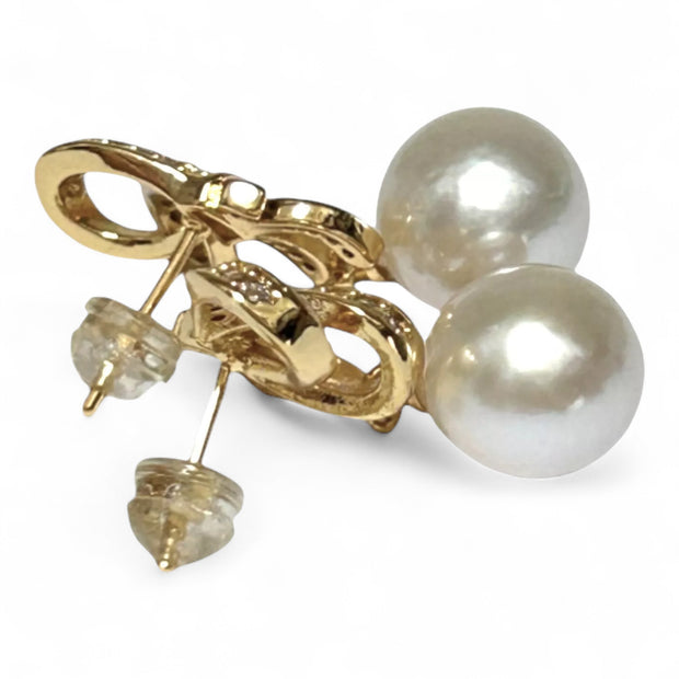 5A Gradings 10.5mm White Round Edison Cultured Pearl Dangle Earrings
