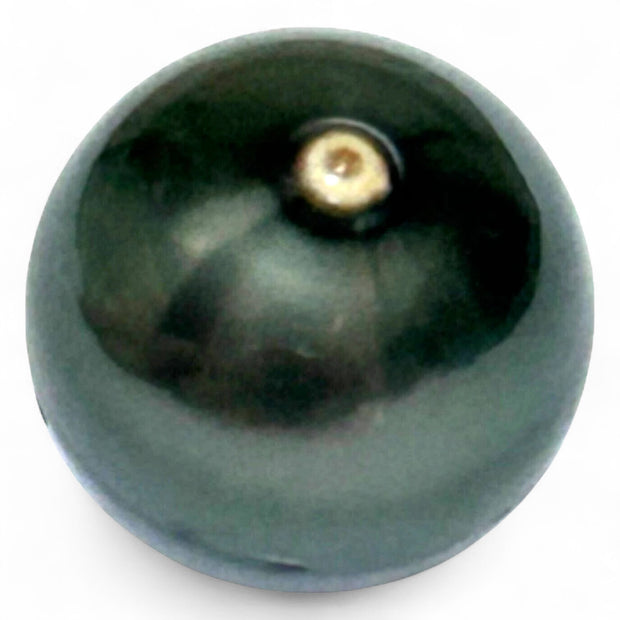 Huge 13.3 x 14.2mm, 17.2 Cts Tahitian Sea Peacock Black Oval Loose Pearl