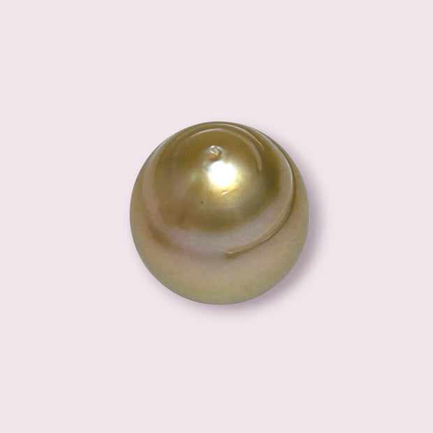 Giant Oval 14.5 x 16.8mm 24.6 Carats Deep Gold South Sea Pearl Loose