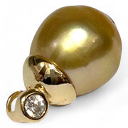Exquisite 11.2 x 13.5mm Deep Golden Philippines Sea Pearl Pendant