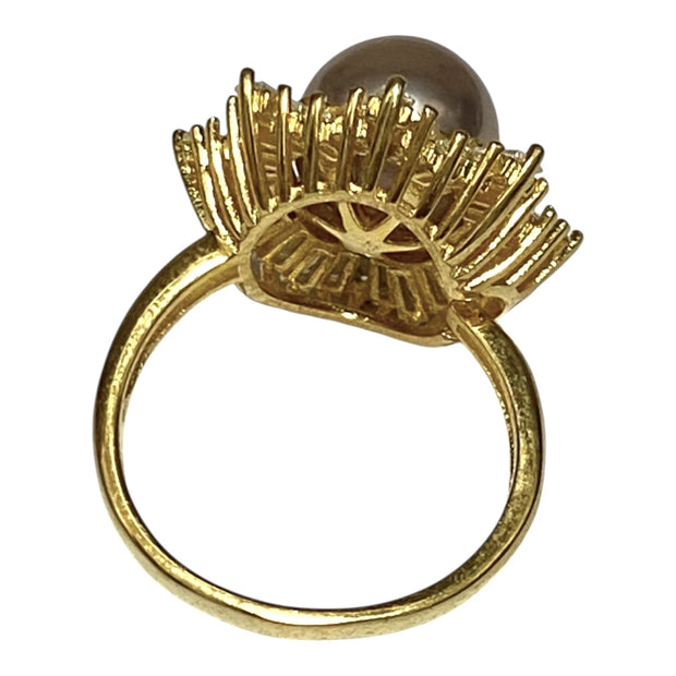 Cocktail 10-10.5mm Edison Purple Brown Round Pearl Ring - Size 8