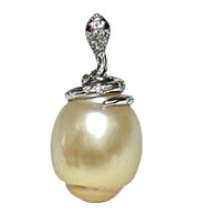 Snake Design 12.6 x 15mm Gold Baroque South Sea Pearl Pendant