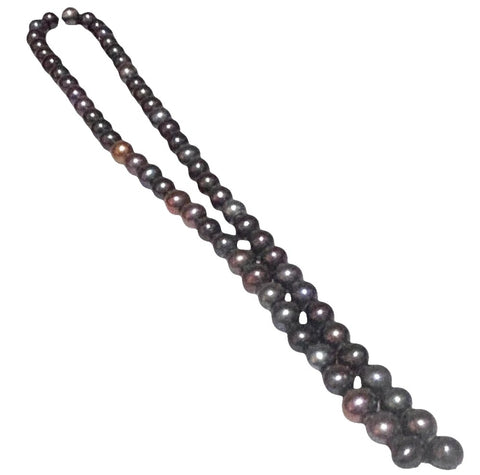 Gorgeous 6.5 - 7mm Purple Black Blue Round Pearl 16" Strand-Necklace