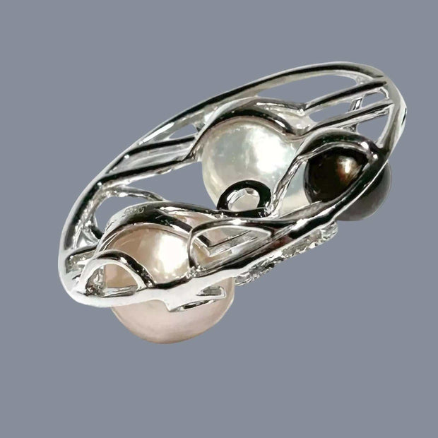 Gorgeous Triple Edison Multi Round 6 - 10 mm Cultured Pearls Pendant