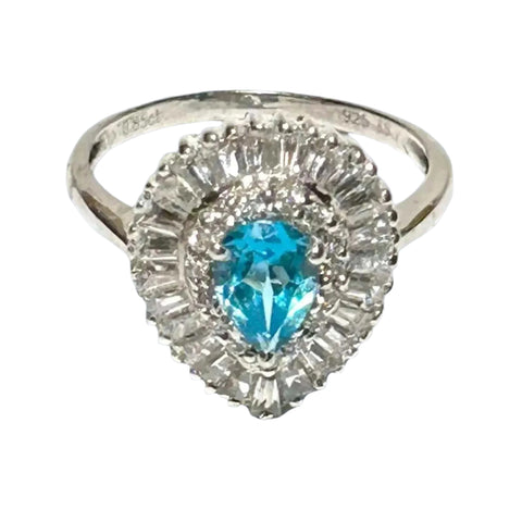 Natural 1.2 Carat 5 x 7mm London Blue Topaz Pear Shape Ring Size 7