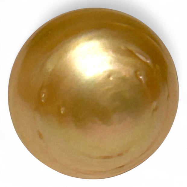 Enormous 14.9 x 15.2mm 23.5 Carat Deep Gold Philippines South Sea Pearl