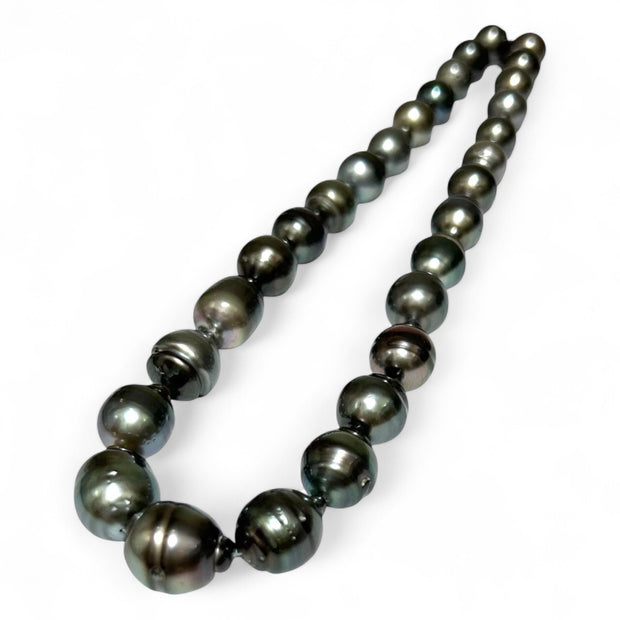 Baroque 11 - 18mm Peacock Gray Green Tahitian Sea Pearl 16" Strand