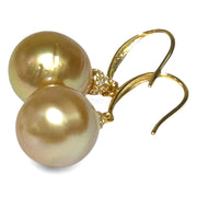 11.3 x 11.7mm Deep Gold Philippines South Sea Cultured Pearl Dangle