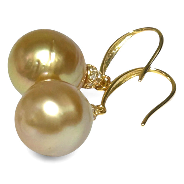 11.3 x 11.7mm Deep Gold Philippines South Sea Cultured Pearl Dangle