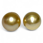 A Pair 10.5 x 12.5mm Deep Gold Philippines South Sea Oval Pearls