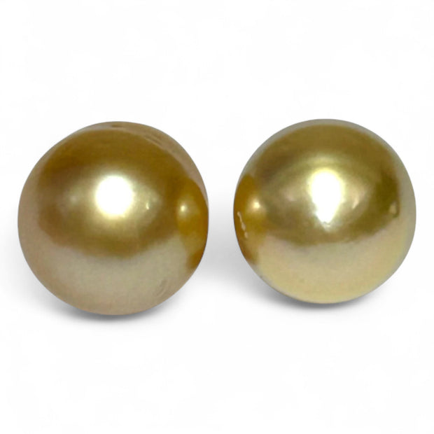A Pair 10.5 x 12.5mm Deep Gold Philippines South Sea Oval Pearls