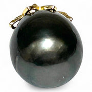 Large 12.6 x 14.3mm Tahitian Sea Peacock Black Green Pearl Pendant