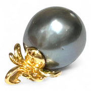 Unique 12 x 12.4mm Tahitian Sea Peacock Gray Green Pearl Pendant