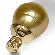 Exquisite 11.2 x 13.5mm Deep Golden Philippines Sea Pearl Pendant