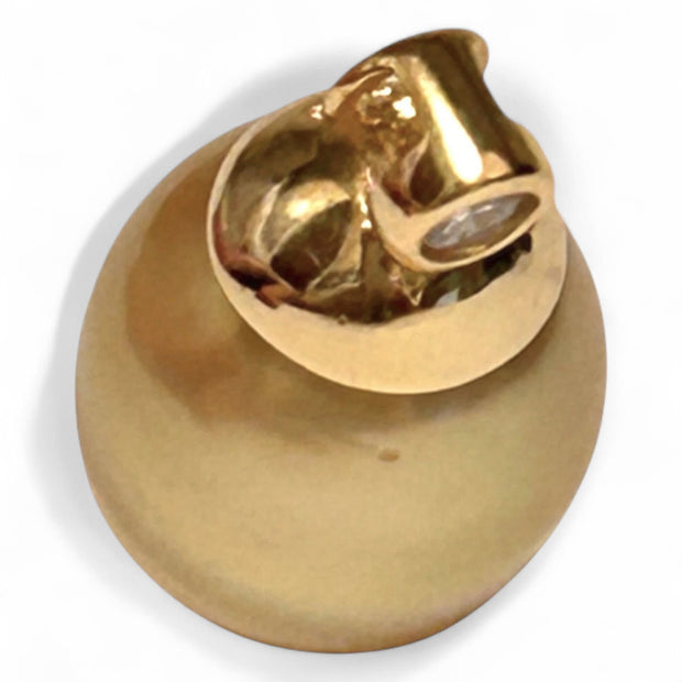 Oval 12 x 12.5mm Natural Rich Gold Philippines South Sea Pearl Pendant