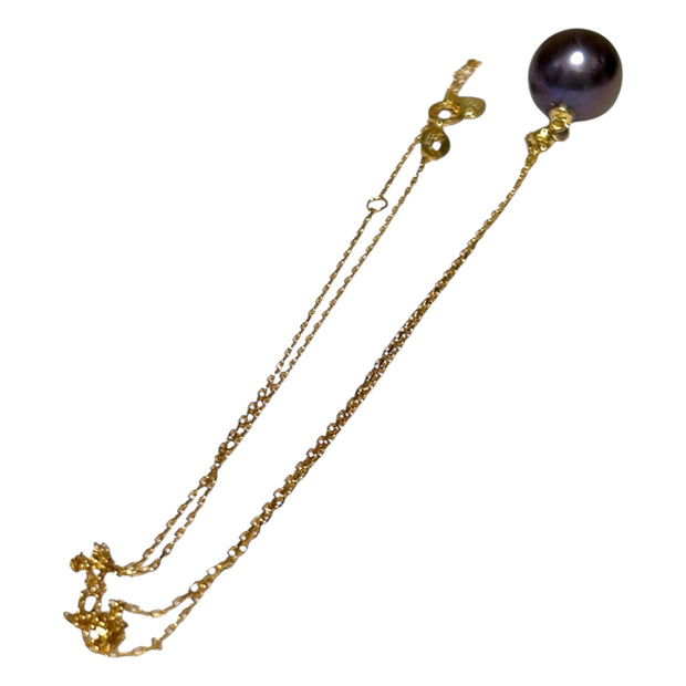 925 Sterling Silver Chain Edison Black Blue Pearl 15 - 20 in Adjustable