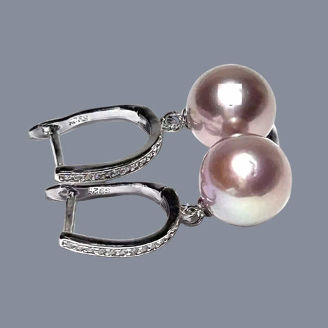 10 - 10.5mm Natural Purple Lavender Pink Edison Pearl Clip-On Earrings