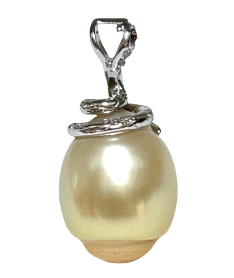 Snake Design 12.6 x 15mm Gold Baroque South Sea Pearl Pendant