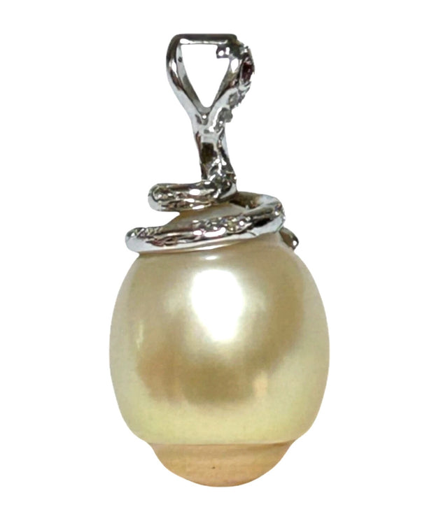 Snake Design 12.6 x 15mm Gold Baroque South Sea Pearl Pendant
