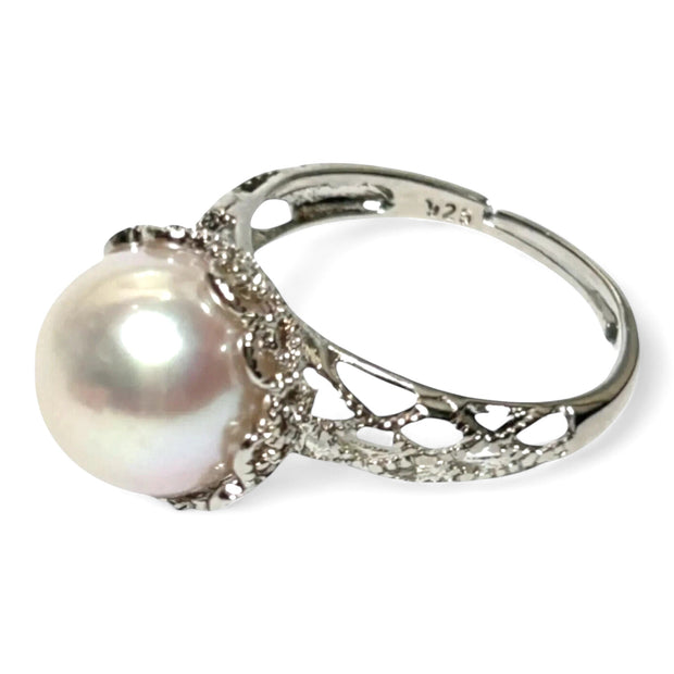 Gorgeous 11.3mm White Round Edison Cultured Pearl Solid Ring Size 8