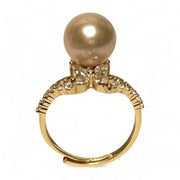 Cocktail 10-10.5mm Peach Pink Edison Round Pearl Ring Size 6.5