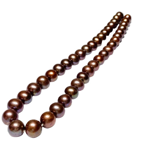 Round 10 - 11mm Multi Purple Brown Rainbow Edison Pearl 16" Strand