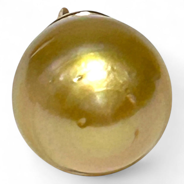 Exquisite 11.2 x 13.5mm Deep Golden Philippines Sea Pearl Pendant