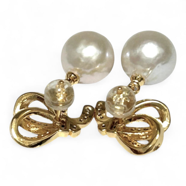 5A Gradings 10.5mm White Round Edison Cultured Pearl Dangle Earrings