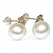 5A Quality 10.5mm Natural White Round Edison Pearl Dangle Earrings