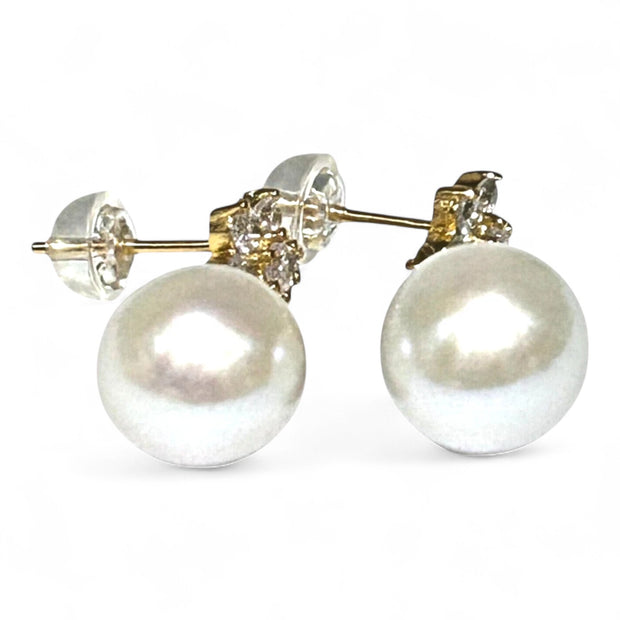 5A Quality 10.5mm Natural White Round Edison Pearl Dangle Earrings